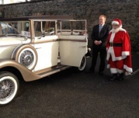 Santa Claus with wedding car Whitewater Shopping Centre Newbridge Kildare November 2014
